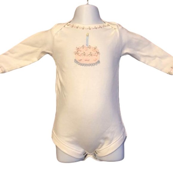 1st Birthday One Piece with Pink Cake Applique